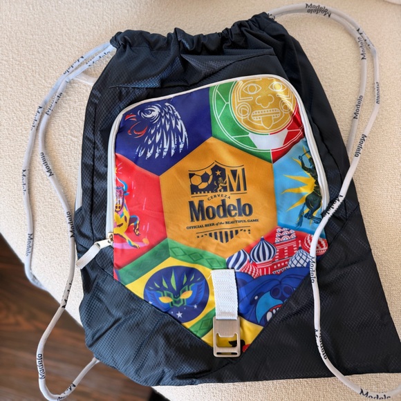 ModelCo Multicolor Accent Drawstring Backpack - Navy - Picture 2 of 3